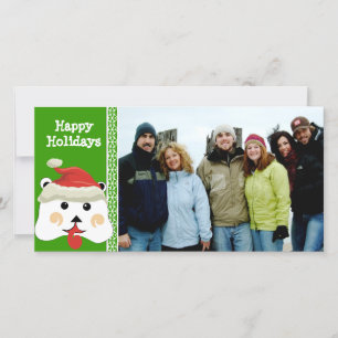 Happy Holidays Cute Bear Family Photo Card