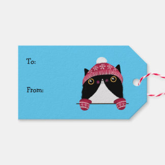 Happy Holidays Cute Cat Gift Tag