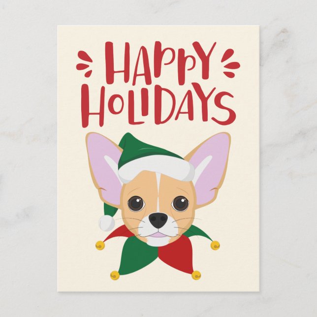 Happy Holidays - Cute Chihuahua Christmas Postcard (Front)