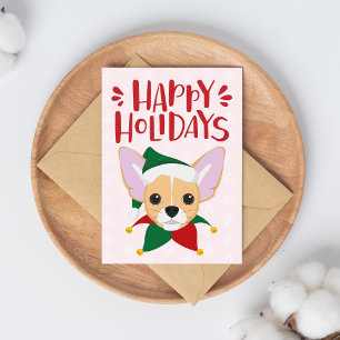 Happy Holidays - Cute Chihuahua Christmas Postcard