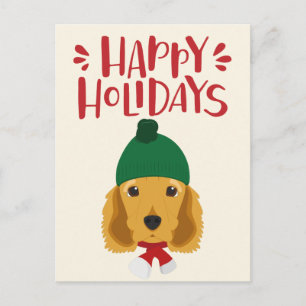 Happy Holidays - Cute Cocker Spaniel Christmas Postcard