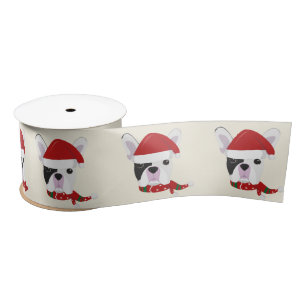 Happy Holidays - Cute French Bulldog Christmas Satin Ribbon