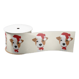 Happy Holidays - Cute Jack Russell Christmas Satin Ribbon