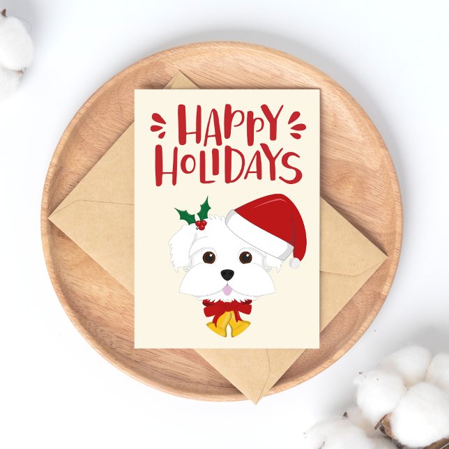 Happy Holidays - Cute Maltese Christmas Postcard (Creator Uploaded)