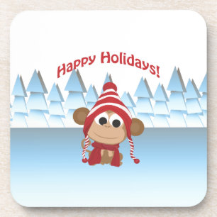 Happy Holidays! Cute Monkey Coaster