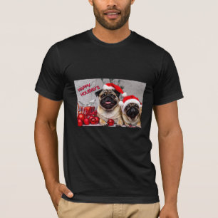 Happy Holidays Cute Pet Dog Pug Fun T-Shirt