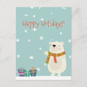 Happy Holidays! Cute Polar Bear Christmas Postcard
