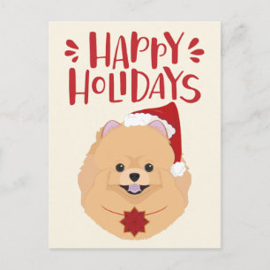 Happy Holidays - Cute Pomeranian Christmas Postcard