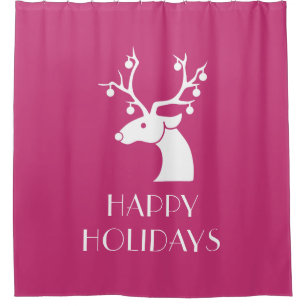 Happy Holidays Cute Reindeer Shower Curtain