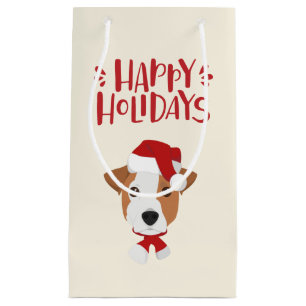 Happy Holidays - Cute Santa Jack Russell Christmas Small Gift Bag