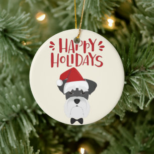 Happy Holidays - Cute Schnauzer Christmas Ceramic Tree Decoration