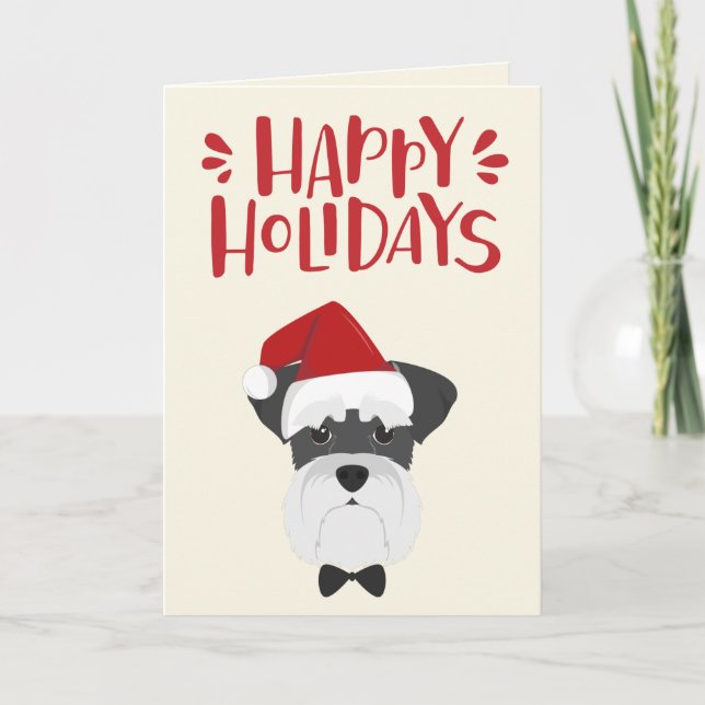 Happy Holidays - Cute Schnauzer Christmas Holiday Card (Front)