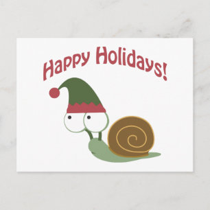 Happy Holidays Cute snail Christmas elf Holiday Postcard