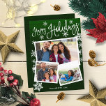 Happy Holidays Cute Snowflake Rustic 3 Photos Invitation<br><div class="desc">Happy Holidays Cute Snowflake Rustic 3 Photos Invitation</div>