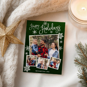 Happy Holidays Cute Snowflake Rustic 4 Photos Postcard