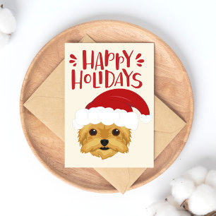 Happy Holidays - Cute Yorkshire Terrier Christmas Postcard