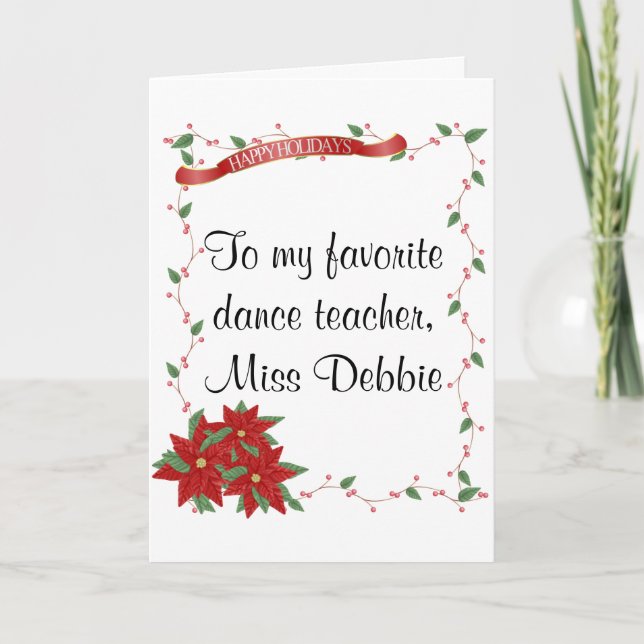 Happy Holidays Dance Teacher Card (Front)