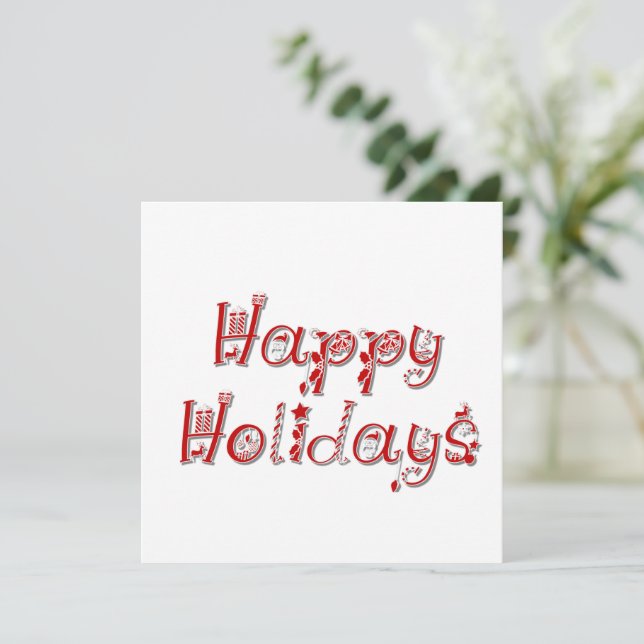 Happy Holidays Decorated Text Card (Standing Front)