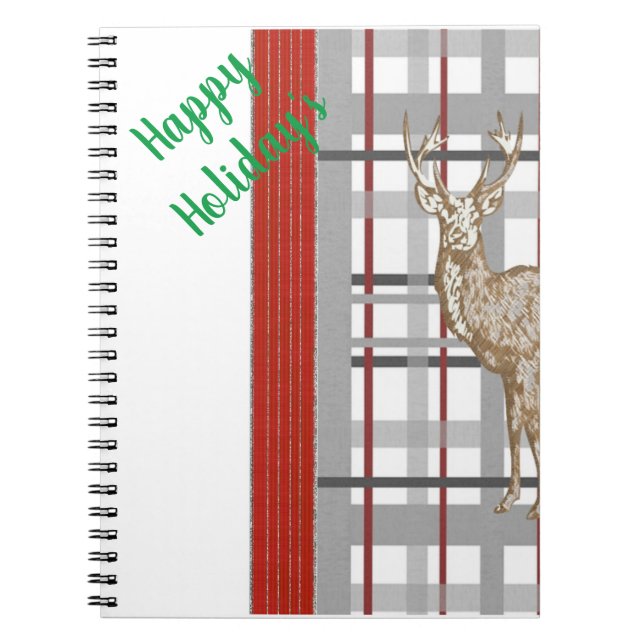 Happy Holiday's Deer Christmas Spiral Notebook (Front)