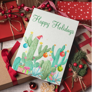 Happy Holidays Desert Cactus Southwest Holiday Postcard