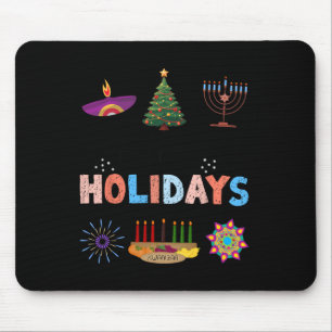 Happy Holidays Diwali Kwanzaa Hanukkah Christmas Mouse Pad