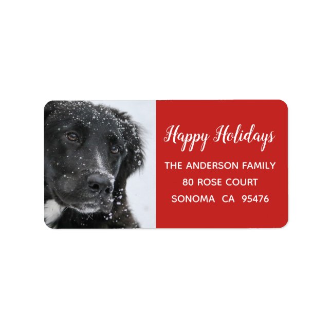 Happy Holidays Dog And Snow Return Address Label (Front)