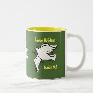 Happy Holidays Dove Customise It Christmas Two-Tone Coffee Mug
