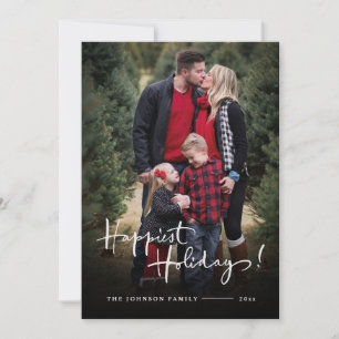 Happy Holidays   Elegant Buffalo Plaid Photo  Holiday Card