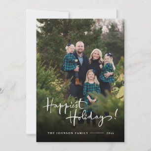 Happy Holidays   Elegant Buffalo Plaid Photo Holiday Card
