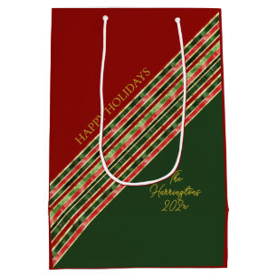 Happy Holidays Elegant Colourful Christmas Medium Gift Bag