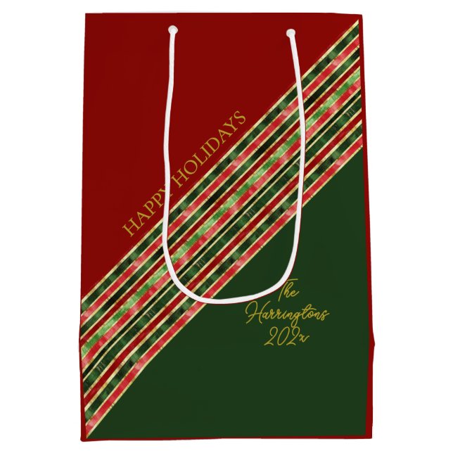 Happy Holidays Elegant Colourful Christmas Medium Gift Bag (Back)