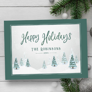 Happy Holidays Elegant Country Winter Art Scene  Holiday Card