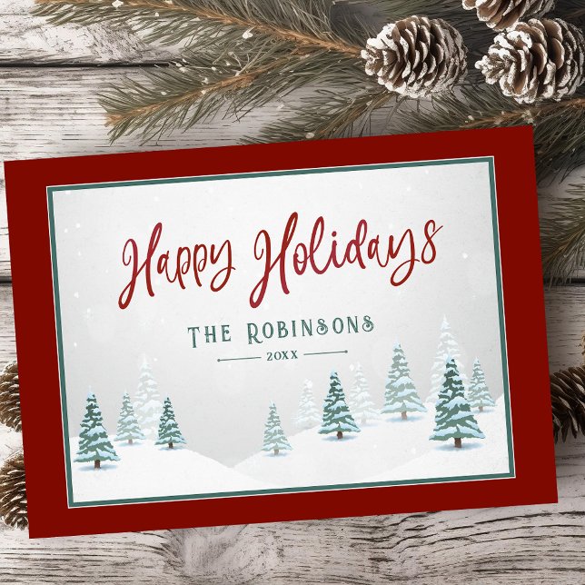 Happy Holidays Elegant Country Winter Art Scene  Holiday Card (Available in high quality print or digital download for quick text messaging, email or self print.)