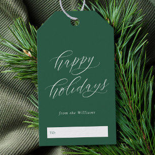 Happy Holidays Elegant Minimalist Script Christmas Gift Tags