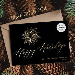 Happy Holidays elegant script corporate LOGO black