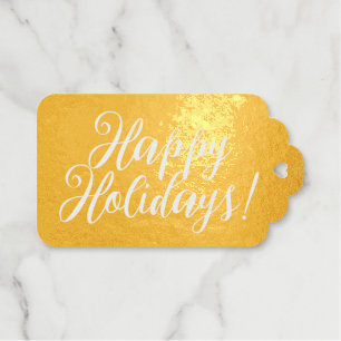 Happy Holidays elegant script gold Gift Tags