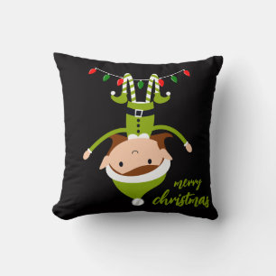 Happy Holidays Elf Christmas Decor Cushion