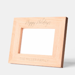Happy Holidays Etched Wood FAMILY NAME Timeless Frames
