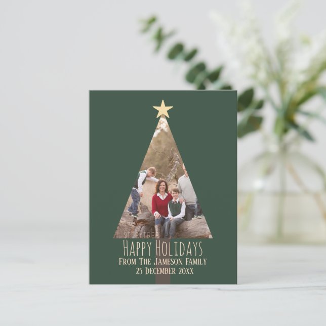 Happy Holidays Family Christmas Tree photo      Postcard (Standing Front)