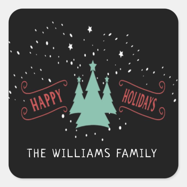 Happy Holidays Family Classical Sticker (Front)