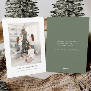 Happy Holidays Family Images Custom Green Pattern Holiday Card