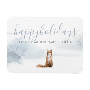 Happy Holidays Family Name Christmas Winter Fox Magnet