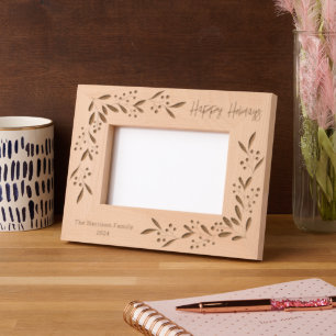 Happy Holidays Family Name Engraved Frames