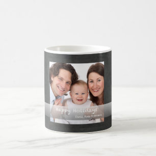 Happy Holidays Family Photo Chalkboard Custom Coffee Mug