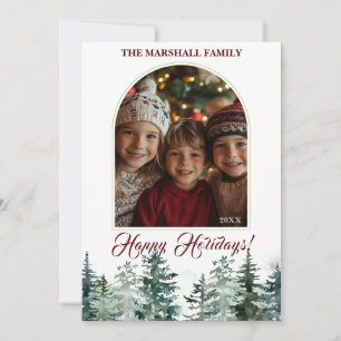 Happy Holidays Family Photo Christmas Tree Card