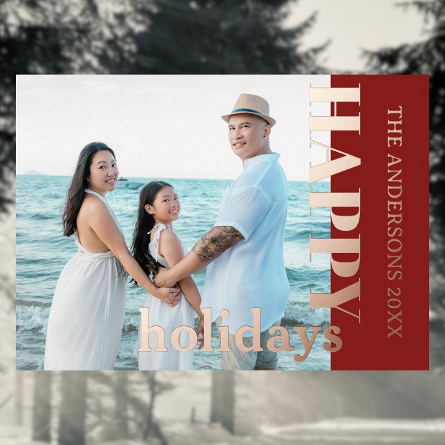 Happy Holidays Family Photo Classic Deep Burgundy (Creator Uploaded)