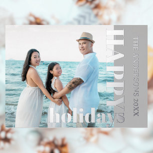 Happy Holidays Family Photo   Classic Light Grey