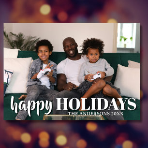 Happy Holidays Family Photo Classic Rich Red Holiday Card