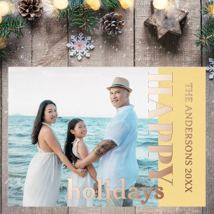 Happy Holidays Family Photo   Classic Soft Gold