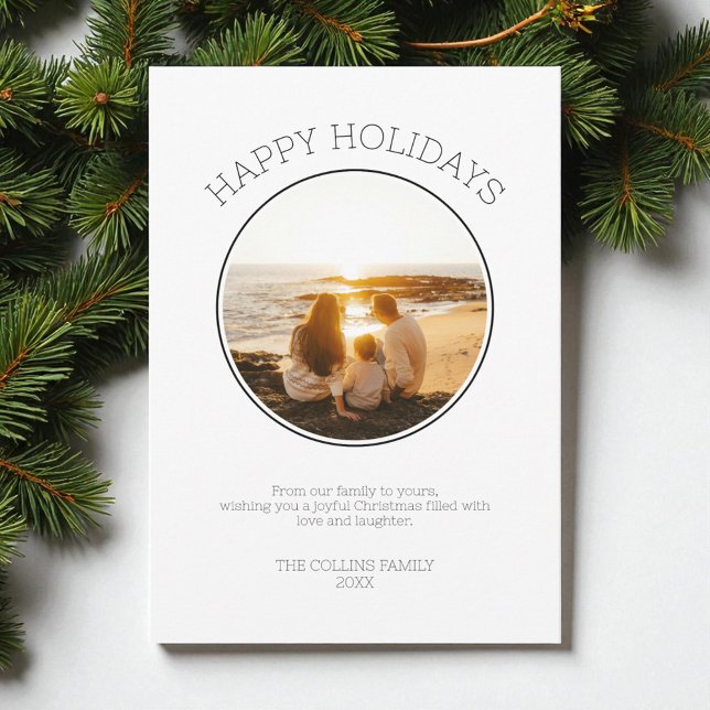 Happy Holidays Family Photo Modern Black Christmas Holiday Card (Happy Holidays Family Photo Modern Black Christmas Holiday Card)
